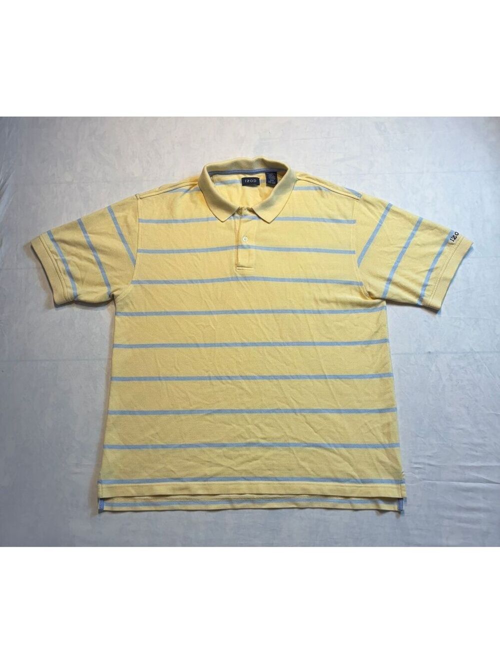 Vintage IZOD Yellow and Light Blue Striped Polo Shirt Size M